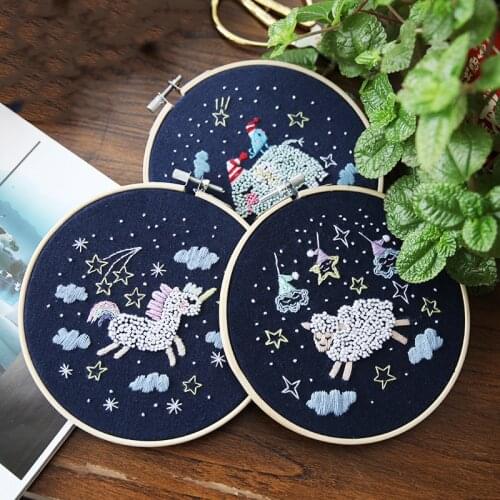 Cute Cartoon Animal DIY Embroidered Accessories Kit Star Series Embroidery Materials Package Craft Embroidery Making Supplies