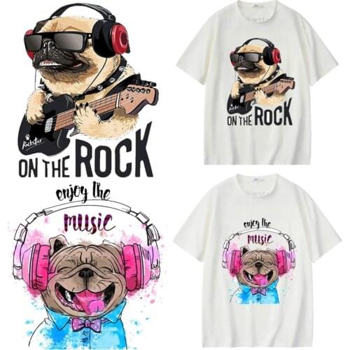 Rock Music Patch DIY Iron on Transfers For Clothing Thermo Cute Dog Patches Heat Transfer Vinyl Thermo Stickers T-shirt Applique