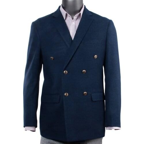 2021 Latest Fasthion Design Men Jacket Double Breasted Blazer Men Blazers Custom Made Dark Blue Coat With Golden Buttons Casual