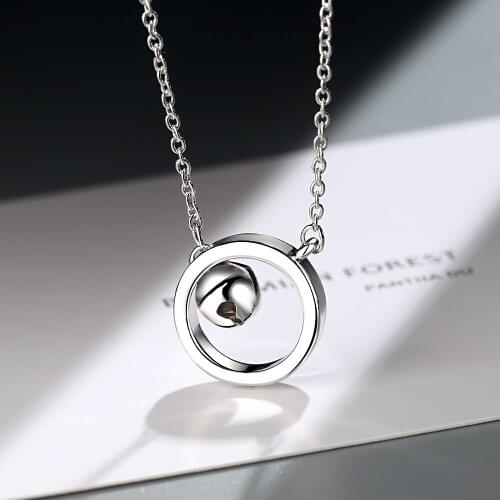 New 925 Sterling Silver Jingling Bell Tassels Circle Necklace Pendant Fashion Sterling Silver Jewelry Statement for Women Bijoux