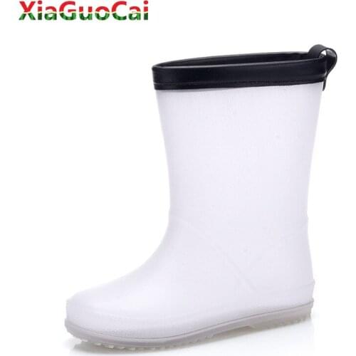 New Arrivals Kids White Rain Boots Girls Boys Children Rainboots Cute Waterproof Light Non-slip Rubber High Quality Shoes E33 20