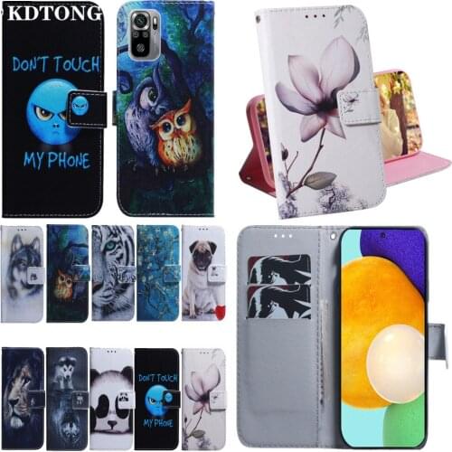 Painted Flip Phone Case for Xiaomi Mi 10 Ultra 10T Lite Pro 5G Poco X3 NFC Redmi Note 9T 10 4G Capa Multi Function Leather Cover