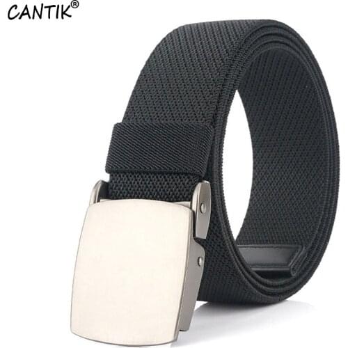 CANTIK Mens Simple Design Automatic Buckle Canvas Belts Quality Elastic Force Nylon Belt Men Clothing Jeans Accessories CBCA192