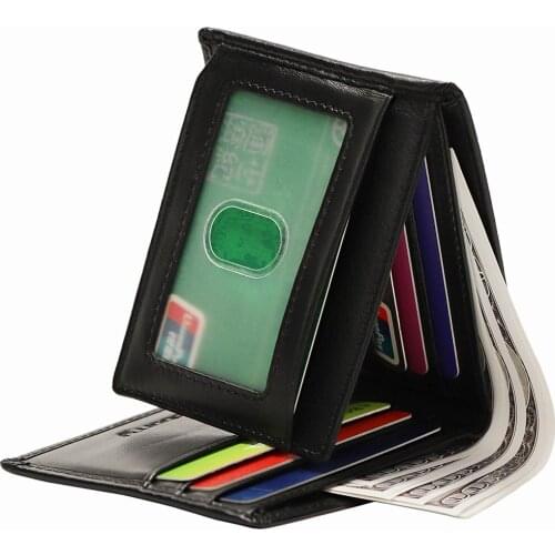 RFID Fashion New Men Black Brown Business Wallet Man Wallets With Card Holder Mens Leather Mini Slim New Design Dollar Money Bag