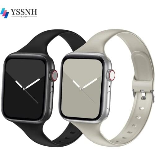 YSSNH Sport Slim Bands for Apple Watch Bands 38mm 40mm 42mm 44mm Thin Silicone Replacement Strap for iWatch Series 6 5 4 3 2 SE