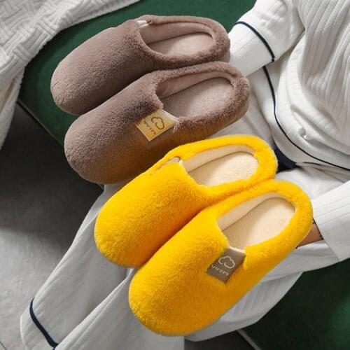 Men House Slippers Memory Foam Warm Plush Home Slipper Winter Shoes Couple House Flat Floor Soft Bedroom Big Size 46 47