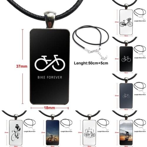 Bike Cyclist Black On White Glass Cabochon Choker Pendant Rectangle Necklace Steel Color Jewelry For Girls Handmade Gift