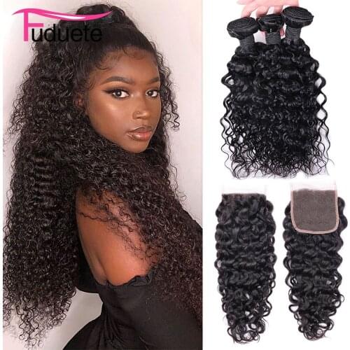 Water Wave Bundles With Closure Raw Indian Hair 4x4/5x5/6x6 Closure And Bundles Natural Hair Extensions Huamn Hair Remy Fuduete