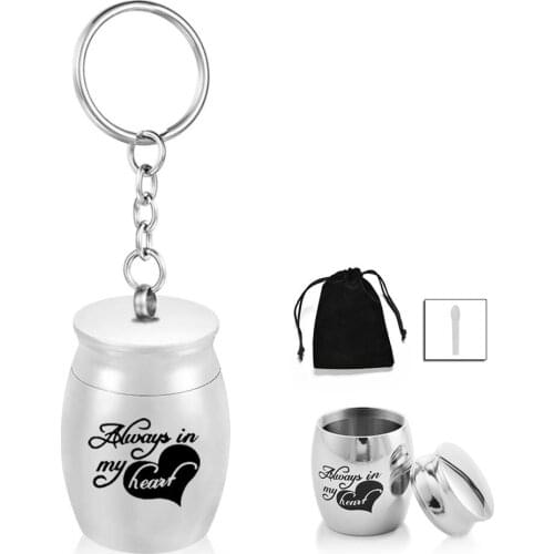 Always in My Heart Cremation Jewelry Keychain Memorial Ash Keepsake Memorial Pendant Locket