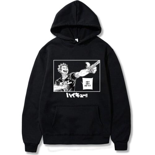 Janpanese Anime Haikyuu Hoodie Men Women Bokuto Hey Hey Hey Hinata Long Sleeve Pullover Hoodie Tops