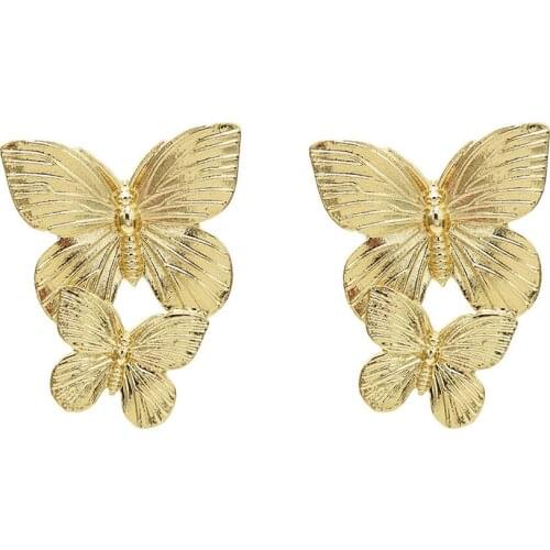 2021 Fashion Piercing Jewelry New Trend Gold Plated Cute Metal Butterfly Earrings Pendientes Brincos Stud Earrings For Women