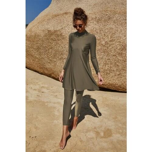 Women Muslim Swimwear Two-Piece Set Moslem Swimsuit Whole Long Sleeve Islamic Burkinis Bathing Suit Sport Swimsuit