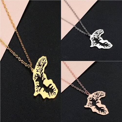 QIAMNI Africa Map Pendant Necklace for Women Geometric Tree Medical Neuron Brain Necklace Doctor Nurse Jewelry Gift Collier