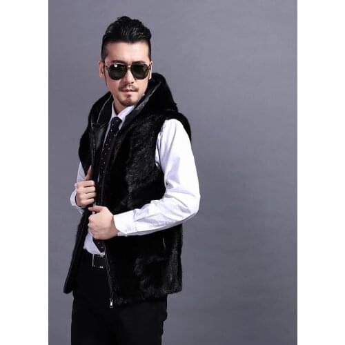 Winter 100% real mink fur vest natural men real mink fur coat