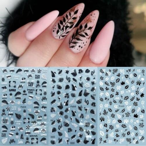 1sheet Letters Series Manicure Stickers Leaves Flowers Lines Summer Elements Nail Stickers Beauty Nail Dec Cosmetic Tools