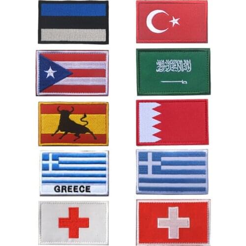 1 Pc 3D Embroidery Armband Puerto Rico Saudi Switzerland Spain Flag Badge Clothing Backpack Hat Outdoor Sports Decoration Patch
