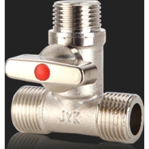 1pcs 1/2'' BSP Male Tee Type Brass Plated Electroplated Ball Valve Thick Pipe Fitting Connector Distribution for Water Faucet