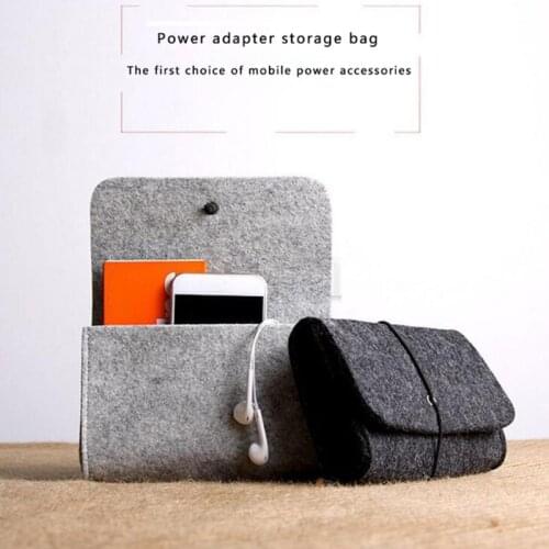 1 Pc Soft Felt Protective Sleeve Portable Storage Bag Pouch for Charger Mouse Power Adapter Carrying Case