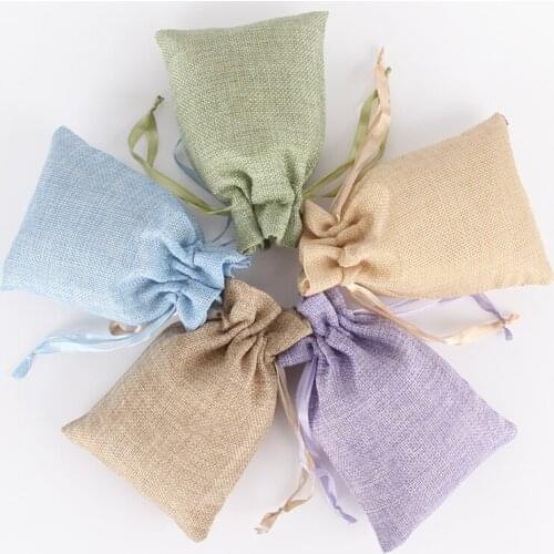 Wholesale Price 10pcs/lot 10x15cm Burlap Jute Linen Drawstring Pouches Resuable Bags Jewelry Christmas Rustic Bag Can Print Logo