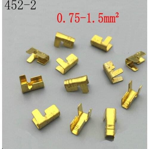 100pcs/lot DJ452-2 Pressure wire buckle terminal u-shaped copper and line deduction 6.3mm pressure line 0.75-1.5 square feet