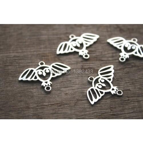30pcs--owl Charm Antique Tibetan silver Tone hollow owl charm pendants 29x20mm