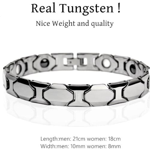 8/10mm Silver Tungsten Carbide Bracelet High Polished Anti-Fatigue Health Magnet Bangle Fashion Accessories