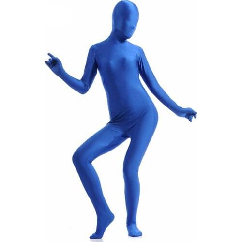 Ainclu 24 hours Deep Blue Spandex Zentai Suit for Women Female Halloween Jumpsuit Romper Rush order/Same day shipping