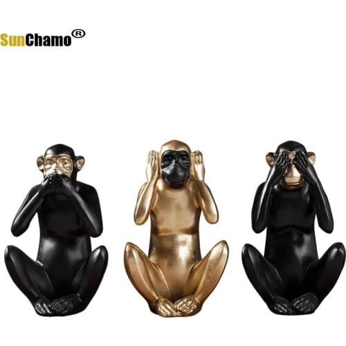 American Creative Three Non-monkey Ornaments Home Accessories Living Room Crafts Decoration Wine Cabinet TV Cabinet Nordic Bows