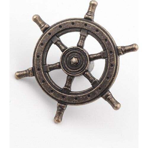 2PC Antique Cabinet handles Rudder Steering Wheel Single Hole Knob Kitchen Closet Door Pull Creative Furniture decoration