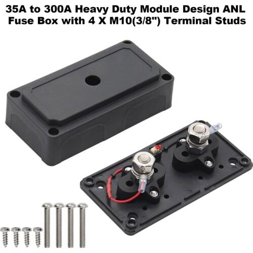 35A to 300A Heavy Duty Module Design ANL Fuse Box Fuse Block Power Distribution Busbar Box with 4 X M10(3/8'') Terminal Studs
