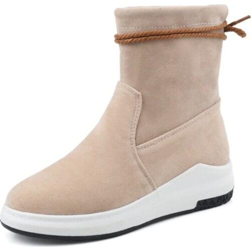 Big Size 9 10 11-13 boots women shoes ankle boots for women ladies boots Lace trim sleeve suede heel