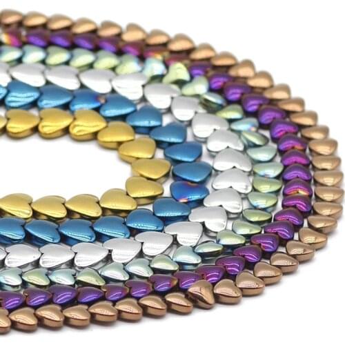 Peach Heart Blue,Gold,Rose Red,Purple Hematite Natural Stone Spacer Loose Beads 6/8MM For Jewelry Making Handmade DIY Bracelets