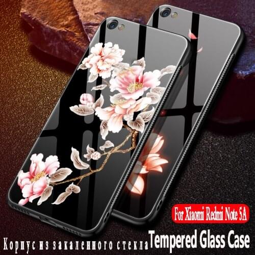 For xiaomi redmi note 5a case Luxury Tempered Glass hard Back Soft Edge phone Cover For xiaomi redmi note 5a silicon case 3d 5.5