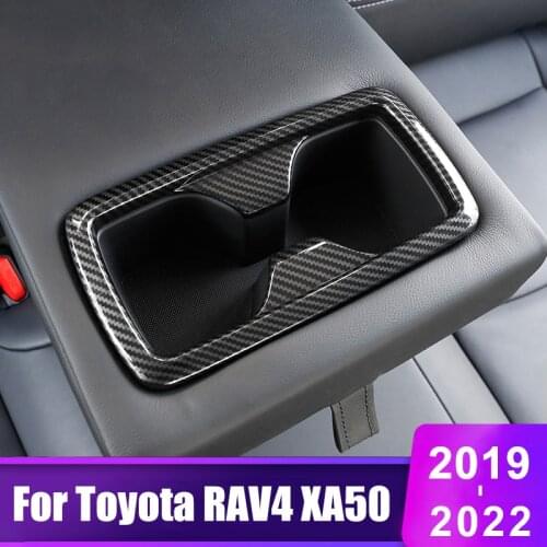 For Toyota RAV4 2019 2020 2021 RAV 4 XA50 ABS Car Seat Back Row Water Cup Holder Cover Frame Panel Trim Sticker Accessories