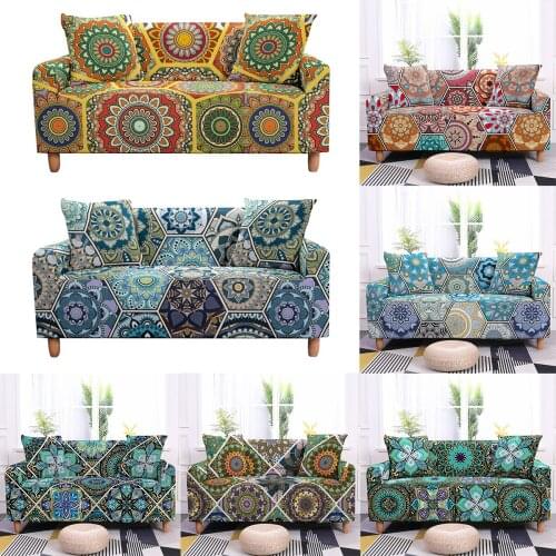 Elastic Sofa Cover Bohemia Printing Sofa Towel Slipcover Sofa Cover For Living Room Couch Cover Mandala Sofa Furniture Protector