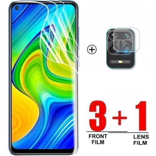 3PCS Hydrogel Film+1PCS Lens Film On for Xiaomi Redmi Note 9 9S 9T Pro 9Pro 5G Screen Protector safety film not glass