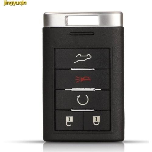 Jingyuqin 10pcs Remote Car Key Fob Shell For Cadillac SRX CTS XTS DTS 2010 2011 2012 2013 2014 5 Buttons Entry Case