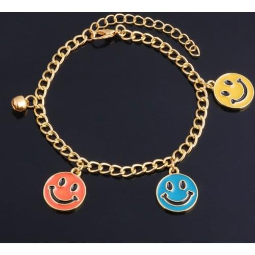 Colorful Smiling Face Bracelet For Women Fashion Smile Expression Cuff Bangles Christmas Jewelry Gift Dropshipping