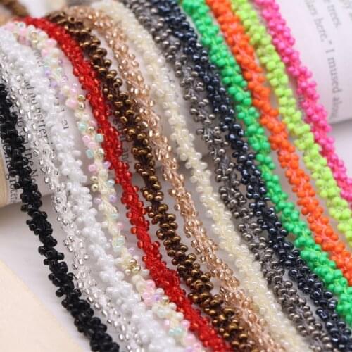 10Yards Beaded Handmade Lace Trims Wedding Dress Belt Sash Ribbon Bridal Applique Fabric Sewing Clothing Accessories Craft DIY
