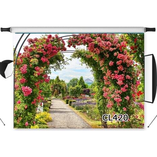 LB Rose Arch Garden Road Wedding Party Washable No Crease Background Backdrop Polyester Photography Floral Studio Props Seamless