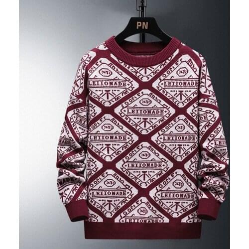 Autumn and winter mens round neck sweater plus fat plus size loose tide fat Korean style trendy sweater Hong Kong style140kg7xl