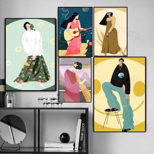 Nordic Abstract Wall Art Posters Fashion Women Cool Girls Canvas Paintings Modern Home Decoration Living Room Print and Picture