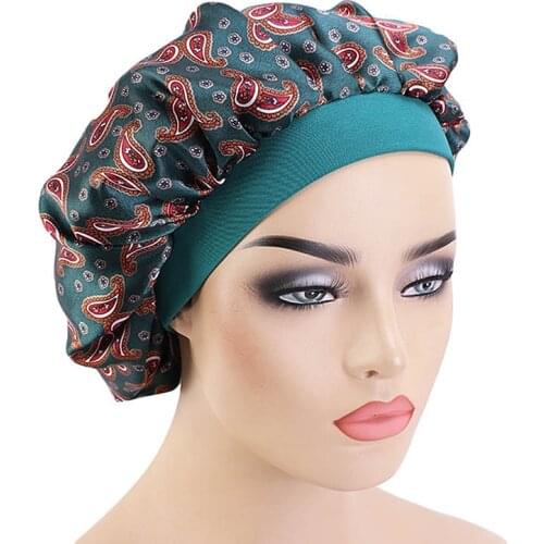 Newly Hair Satin Bonnet For Sleeping Shower Cap Silk Bonnet Bonnet Women Night Sleep Cap Head Cover Wide Elastic Band