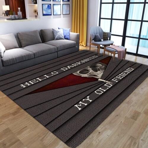 New European Retro Skull Pattern Carpets Home Non-slip Tatami Mat Lving Room Bedroom Large Area Rug Flannel Halloween Floor Rugs