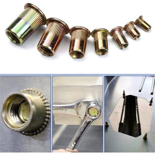 165/210PC Zinc Plated Knurled Nuts Rivnut Flat Head Threaded Rivet Insert Nutsert Cap Rivet Nut Assortment Kit M3-M12