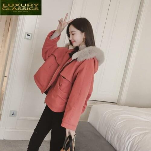 Parkas Fox Winter Fur Jacket Women 2021 Short Cotton Clothes Ladies Casual Coat Outwear Tops Casacas Para Mujer LWL817