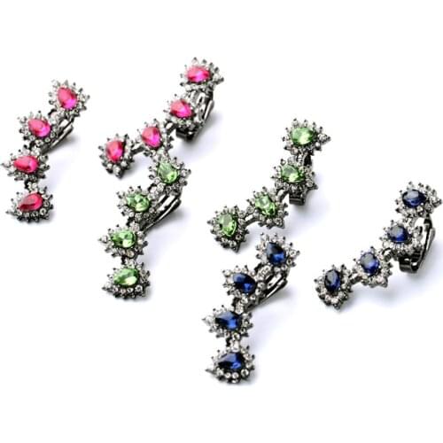 Bulk Price Keep On Shining Colorful Crystal Earring Women Tragus Piercing Elegant Clip Earrings Long For Masquerade Accessory