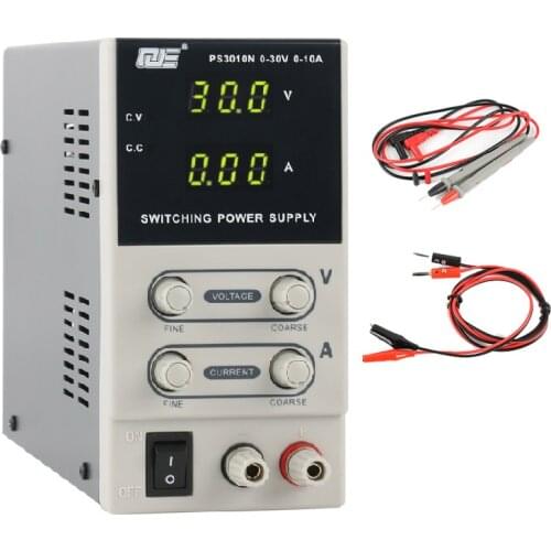 QJE PS3010 Backlight LCD Display Mini Adjustable DC Power Supply Switching Power Supply OVP/OCP/OTP 0-30V 0-10V 220V EU Plug