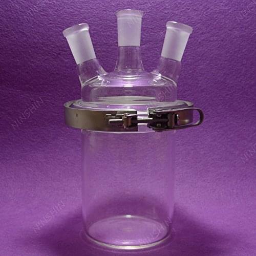 1000mL 24/​40 3-Neck,​Glass Cylinder Reactor,1 Litre Flat Bottom Reaction Flask
