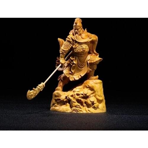 Boxwood 12cm 18cm Guanyu Sculpture The Three Kingdoms Wood Carving Guan Gong Statue Home Decor